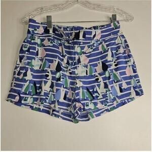 Vineyard Vines Blue Harbor Scene Elastic Waist Womens Shorts Size 0